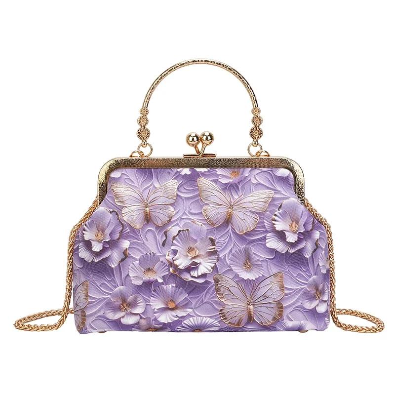 Exquisite Versatile Chain Flower Printing Trend Ladies Shoulder Bags 2026 High Quality Sweet Dinner Crossbody Bags for Women
