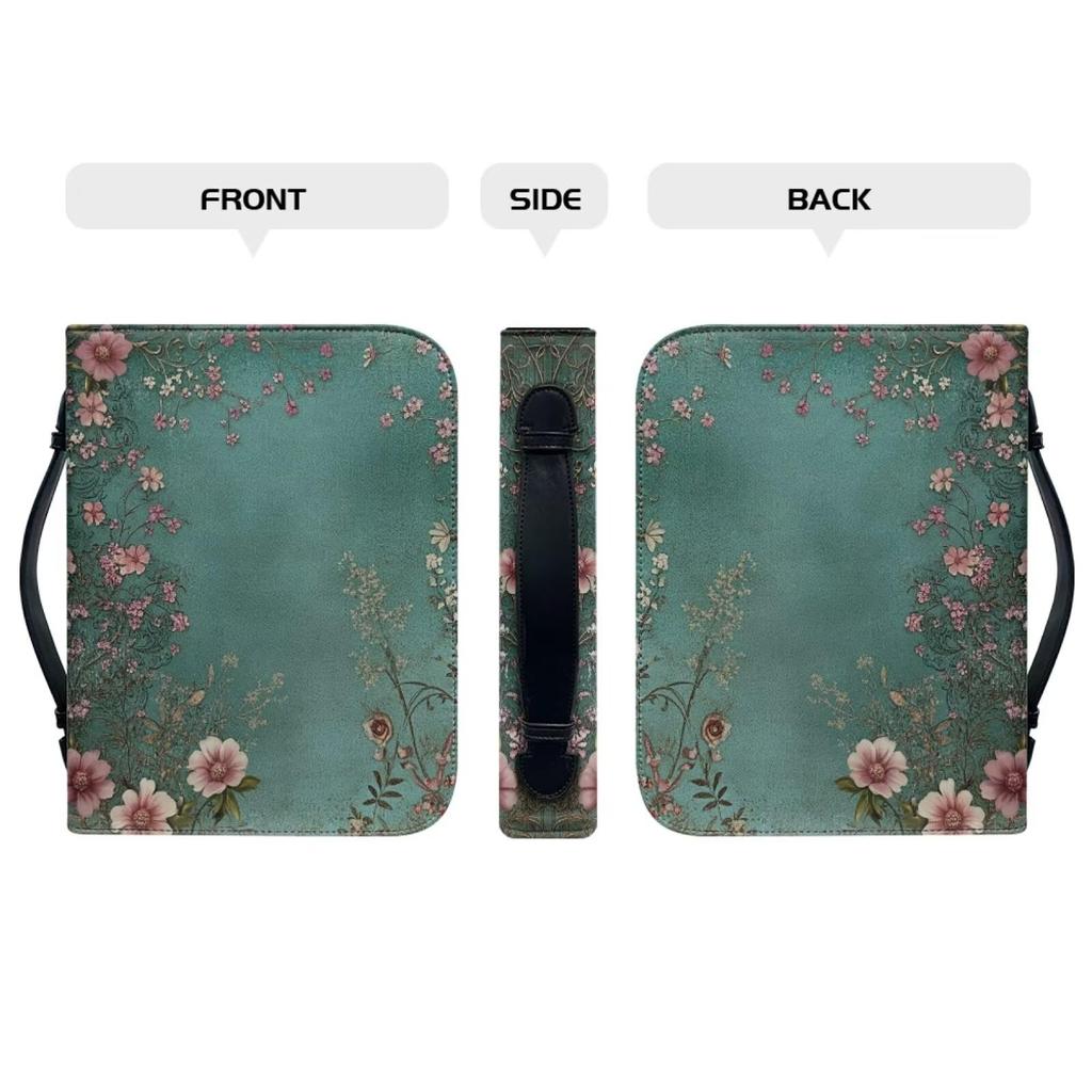 Personalized Pattern Zipper PU Leather Book Cover Bible Bag