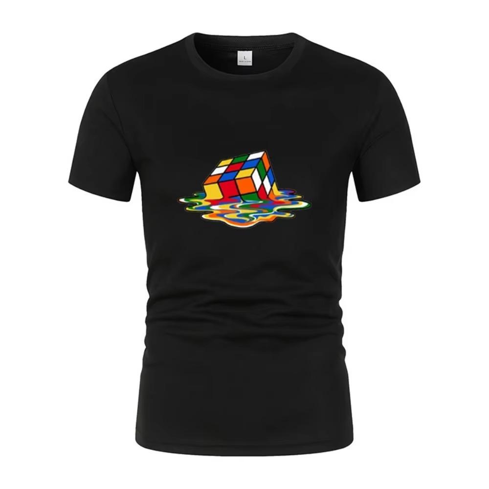 Summer New Fashionable And Interesting Rubik'S Printed Men'S Short-Sleeved T-Shirt Harajuku Street Casual Unisex Sports Top