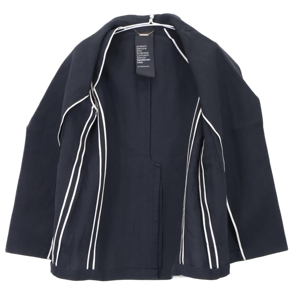 chaos CH107007ER Black Center Vent Buttonless Paper Bib Tailored Jacket Jacket F blackUsed