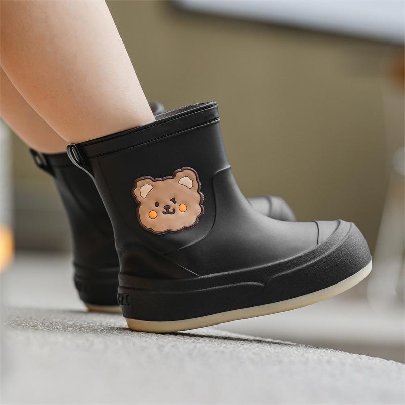 Children s rain shoes Girls  middle-aged boys  waterproof shoes Rain boots Outside kindergarten children s water boots, rubber shoes, 30-31 чёрный
