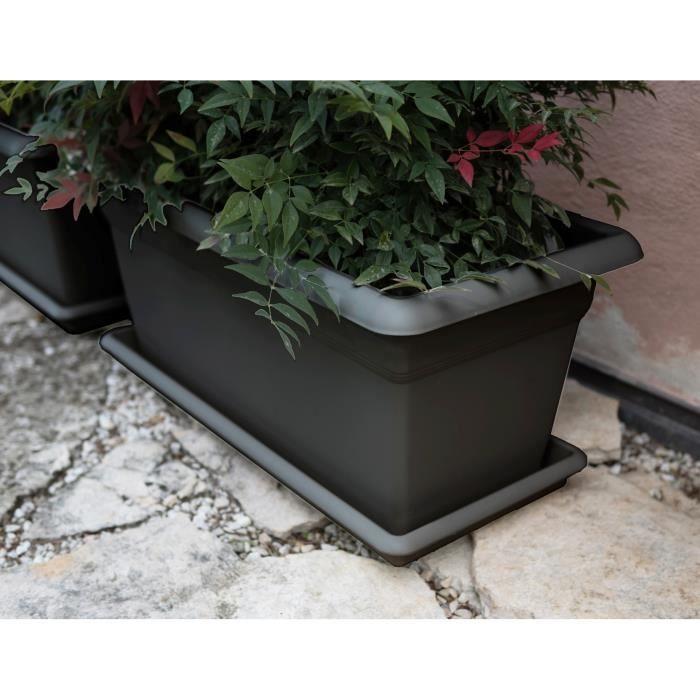 STEFANPLAST Bac à fleur/Jardinière rectangulaire MEDITERRANEO - 110L - 100x45x40H cm - Plastique - Anthracite