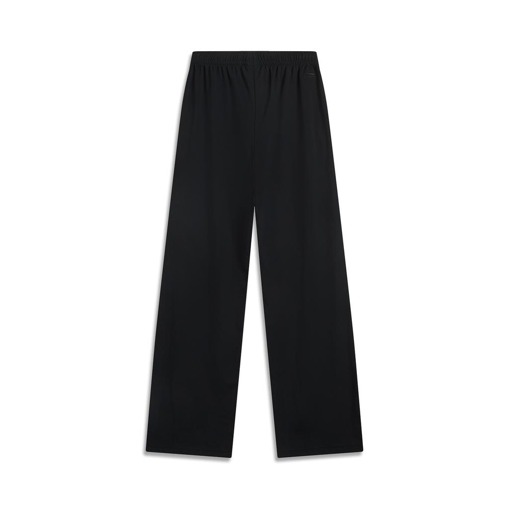 Li Ning Sports Trend Series Solid Color Mid Waist Breathable Versatile Straight Leg Casual Pants Women bottoms Black AKLV200-1
