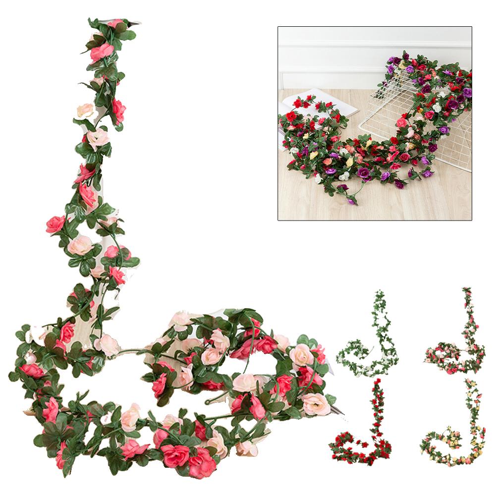 2.5 Meters Long Artificial Flowers Vine Rose DIY Wedding Decoration Wall Hanging Garland Rose DIY Wedding Decoration