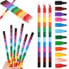 Regenbogen-Buntstifte 12 Farben Stapelbare Buntstifte Malerei Schreibwaren Spaß Bausteine Buntstift Geburtstag Festival Geschenk für Jungen Mädchen ZYF