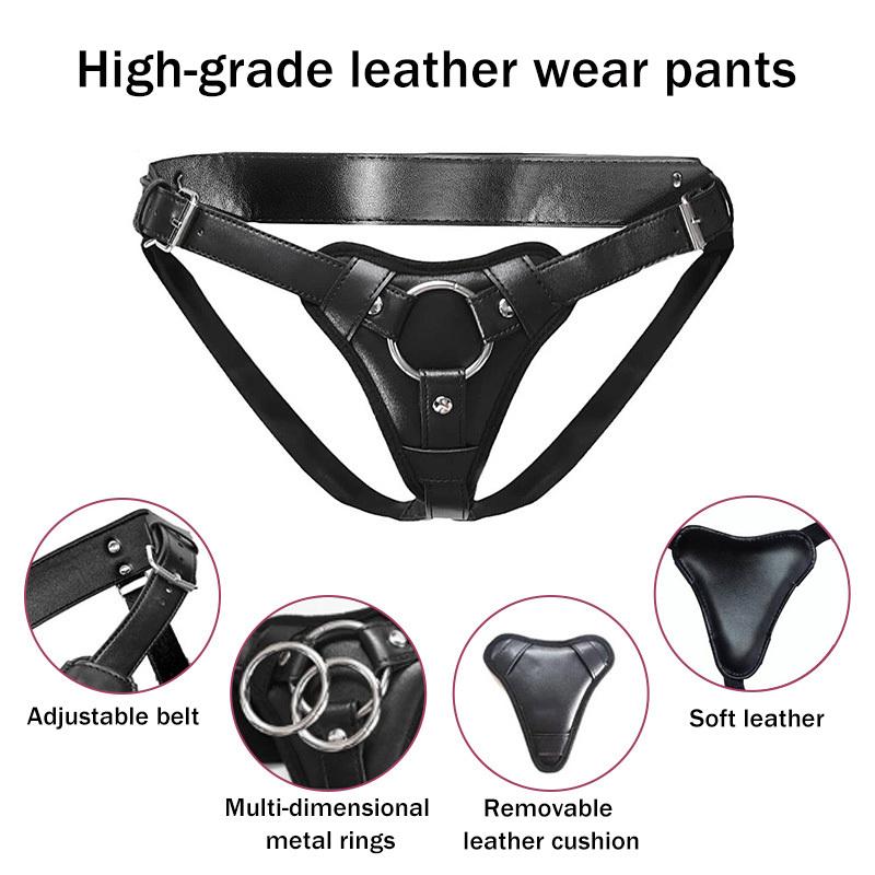 Strap On Dildo Harness Sex for BDSM, High-quality Wearable Leather Pants Men Pegging Dildo, Adjustable Belt Multiple Sizes Rings