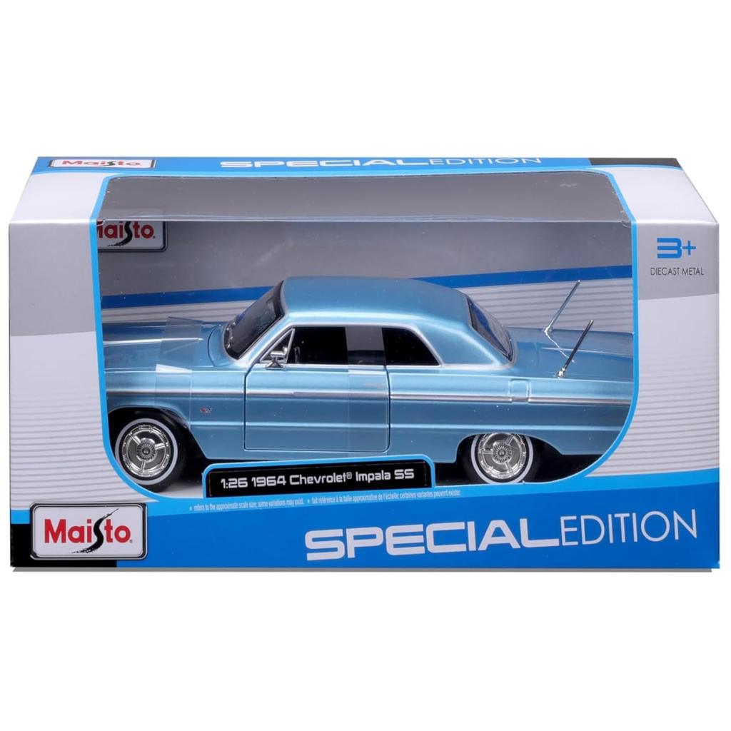 Maisto 1/24 scale diecast model of the 1964 Chevrolet Impala in Blue (32908)