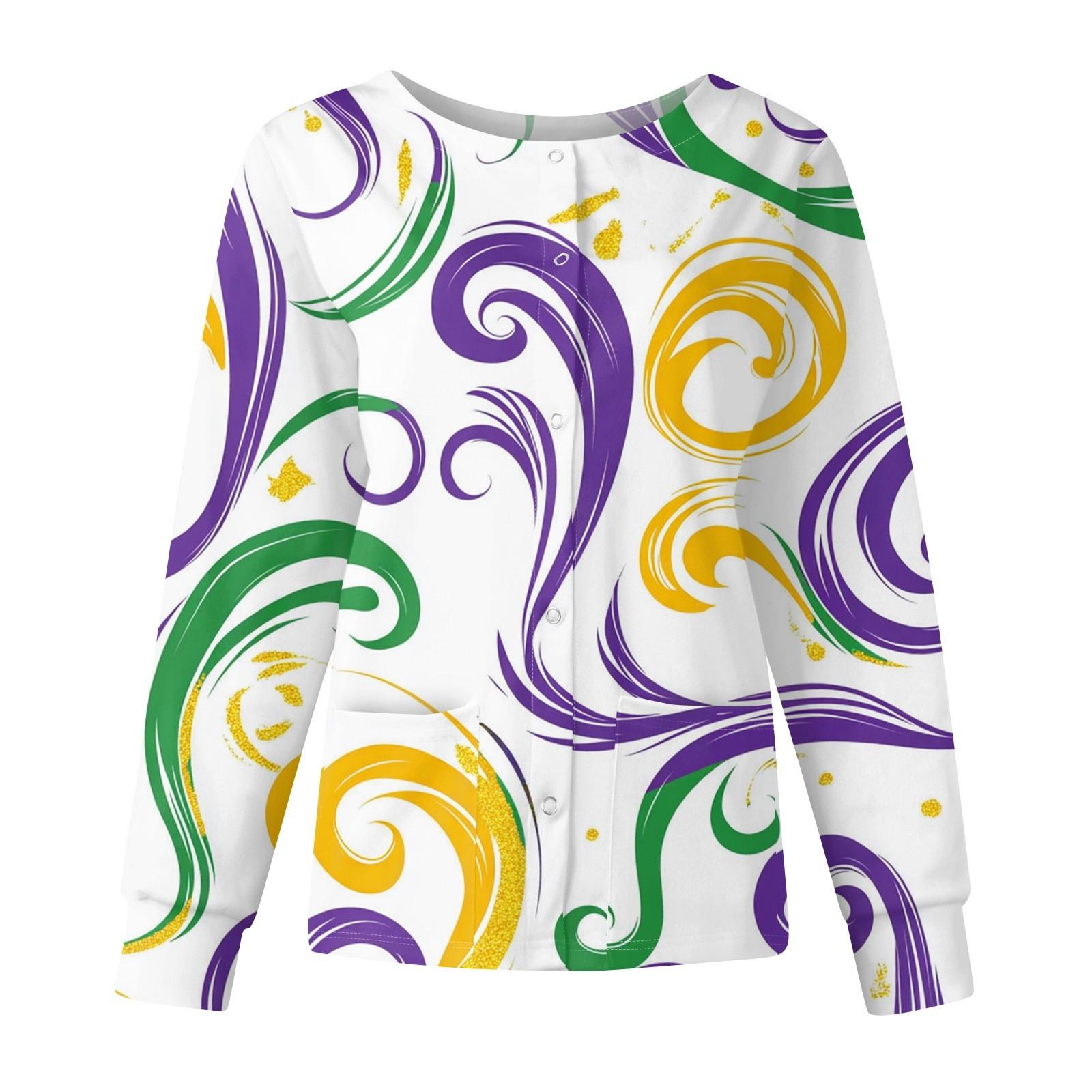 

Женская мода с длинным рукавом и воротником-стойкой, однобортный, с принтом «Карнавал» XL белый