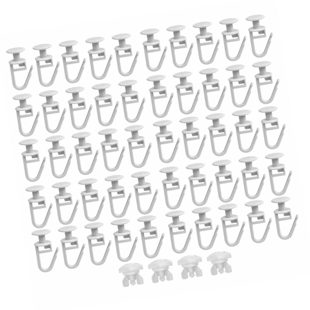 Vorhangaufhängeset 50 Stück Kunststoffgleiter mit Öffnungshaken und 4 Stück Schienenstopper für Fenster-Duschvorhänge