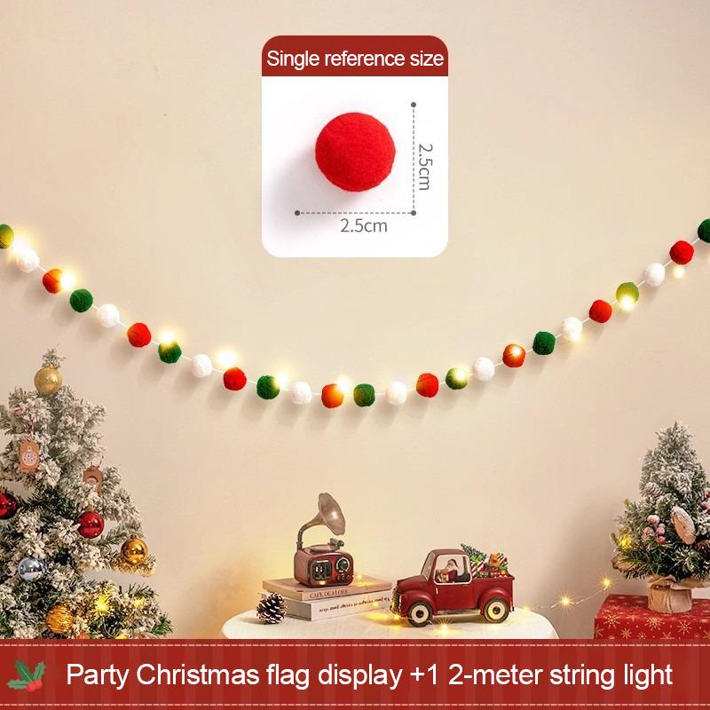 Christmas Deco Flag Pulling LED Lights String Christmas Tree Santa  Elk Ornaments Christmas Party New Year Decoration Pendant