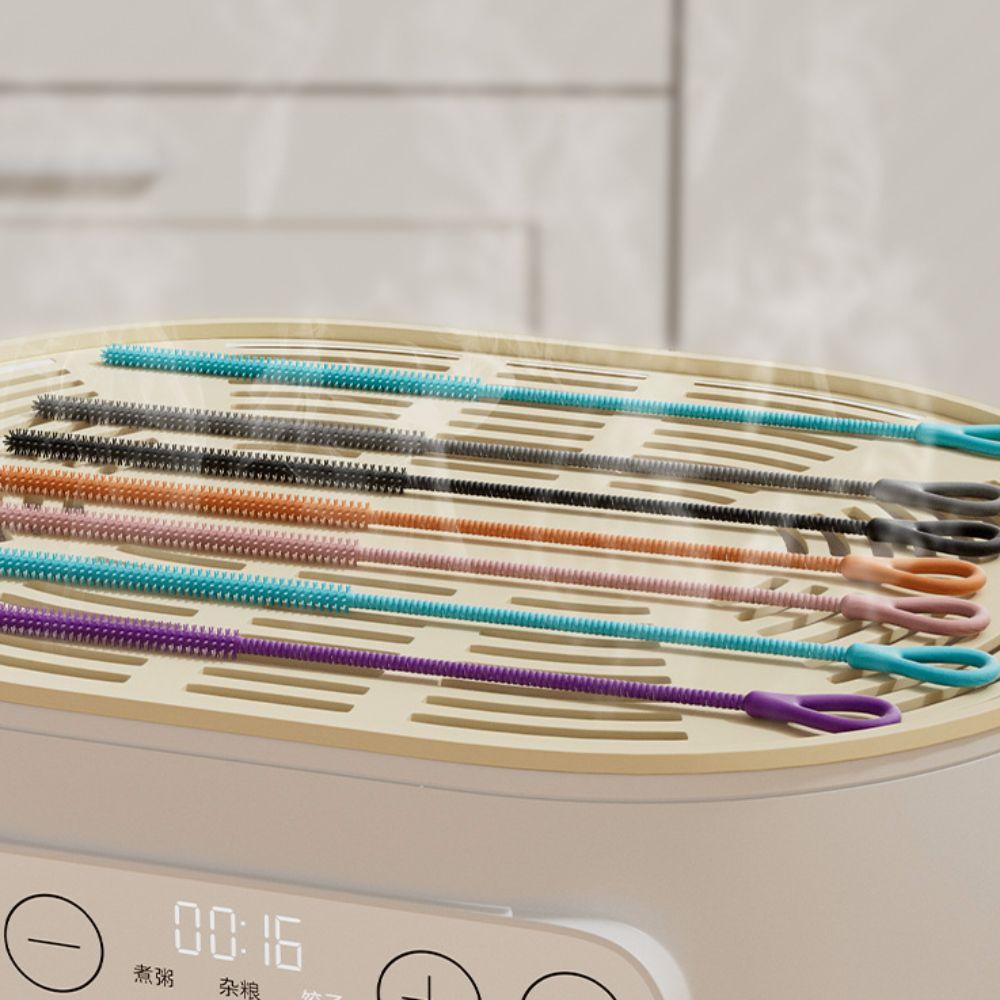 2pcs 6/8mm Silicone Straw Brushes Bendable Soft Pipe Tube Cleaning Brush Extra Long Reusable Pacifier Brush Feeding Bottle