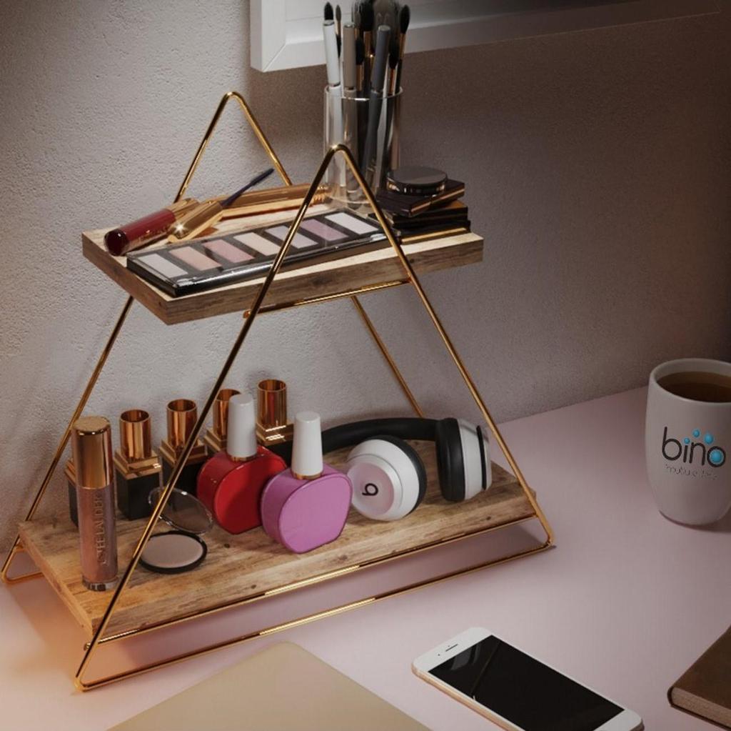 Triangle SOLID STAINLESS GOLD GOLD Table Serving Rack Decorative Disassembled Kitchen Bathroom Organizer