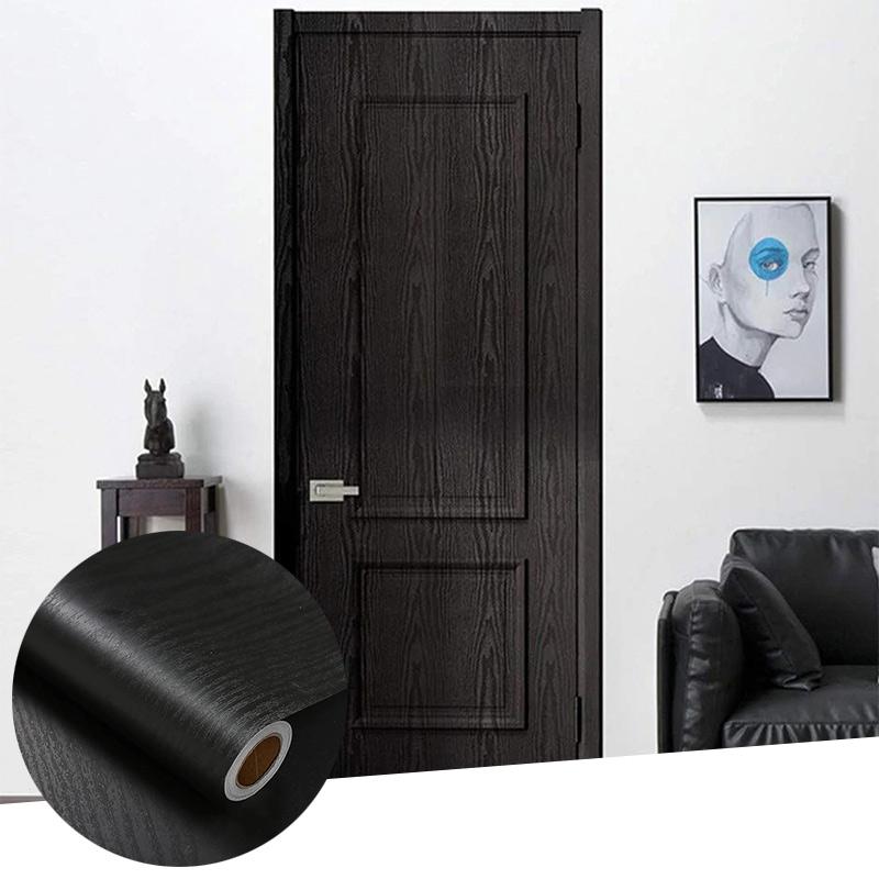 Self adhesive wallpaper 40cm household black wood grain simple waterproof home decoration oil resistant kitchen cabinet desktop
