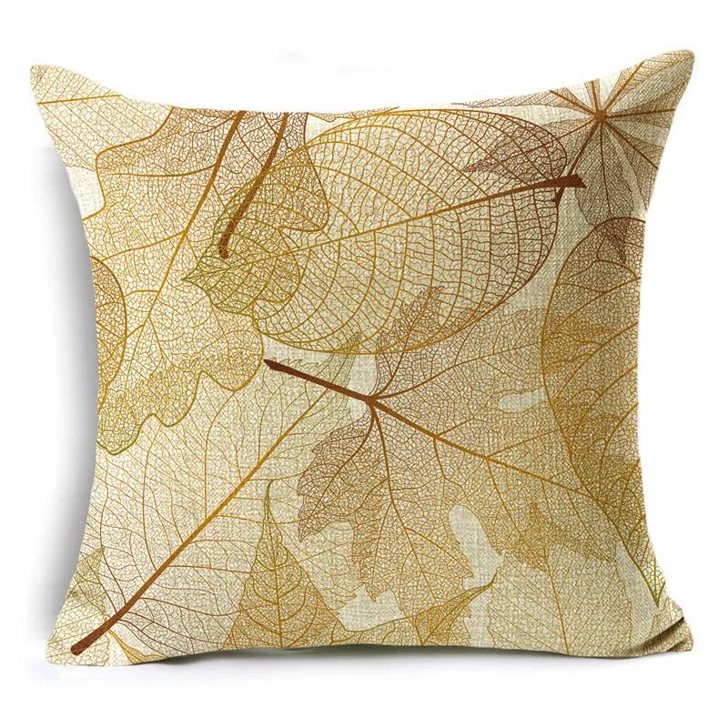 Nordic Style Golden Leaf Simple Bedside Cushion Cover Living Room Sofa Decoration Pillowcase 4040cm/4545cm/5050cm