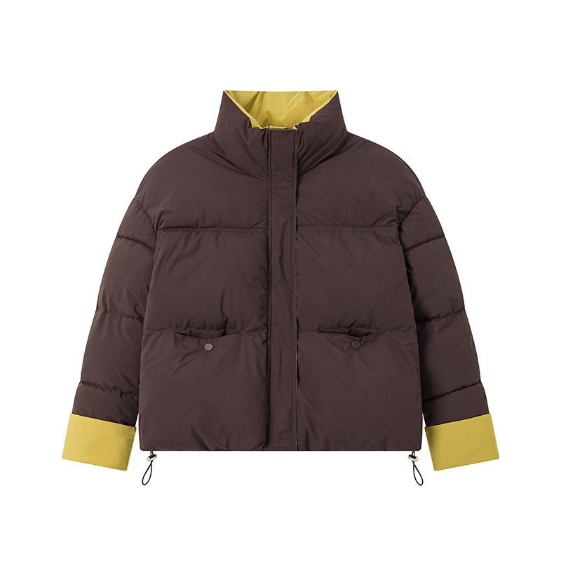 2025 new down cotton clothes women's short stand-up collar loose contrasting colors thickened loose warm bread clothes Korean version jacket