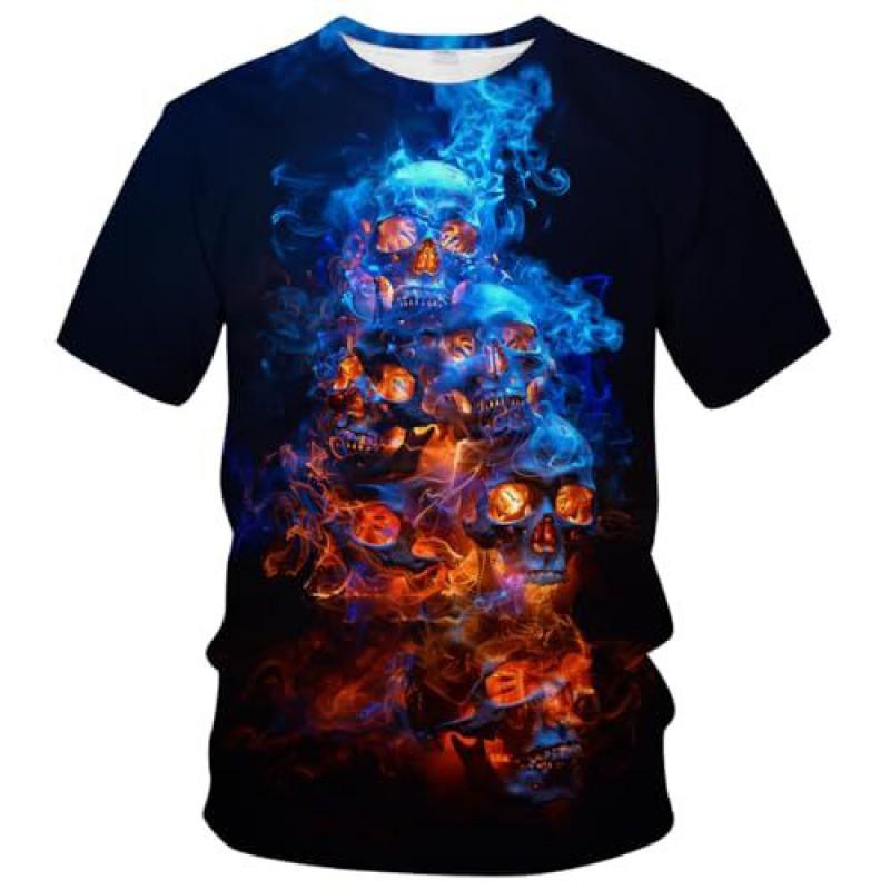 Mens 3D Printed Graphic Tee Streetwear Casual Short Sleeve Crew Neck T-Shirt Youth Fashion