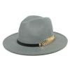 Fedora Men'S Fedora Neutral Wide Brim Jazz Hat Feather Belt Autumn And Winter British Vintage Panama Hat