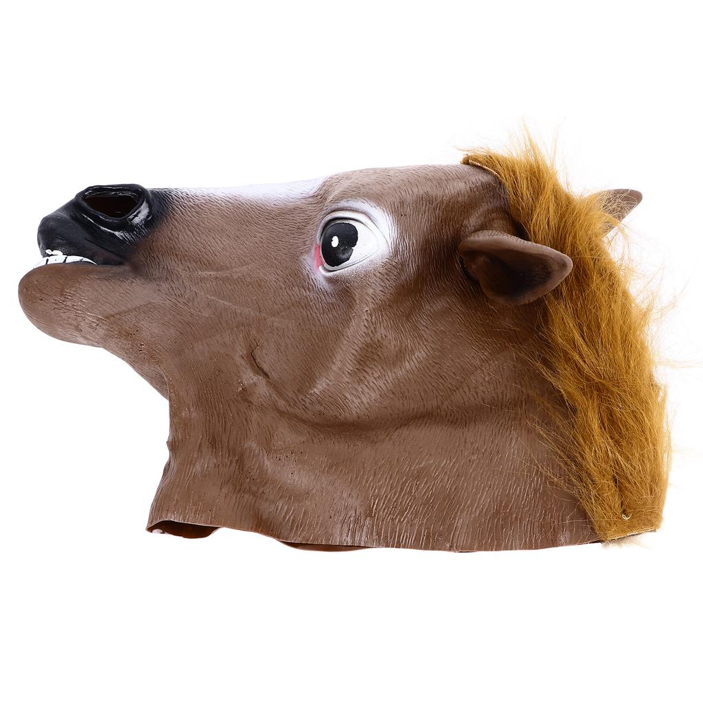 Horse Head Costume Brown Comfortable Durable Lifelike Party Horse Head for Cosplay Halloween
