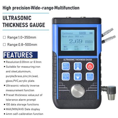 HOLDPEAK Digital Ultrasonic Thickness Gauge Meter,1.0-350mm Paint Thickness Tester for Metal Glass PVC Acrylic T9-130D