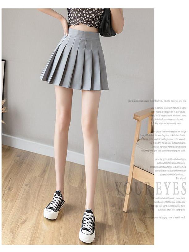 Japanese College Style High Waist Pleated A-Line Skirt - Anti-Exposure, Slimming Summer Short Skirt for Students