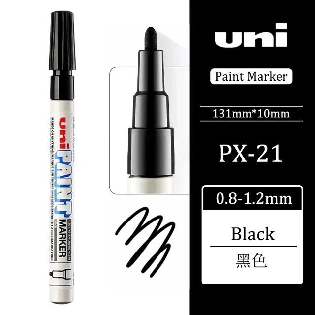 1pcs Japan UNI Paint Marker PX-21 Oil-based Permanent 0.8-1.2mm Tire Touch Up Painting Waterproof Graffiti Art Supplies