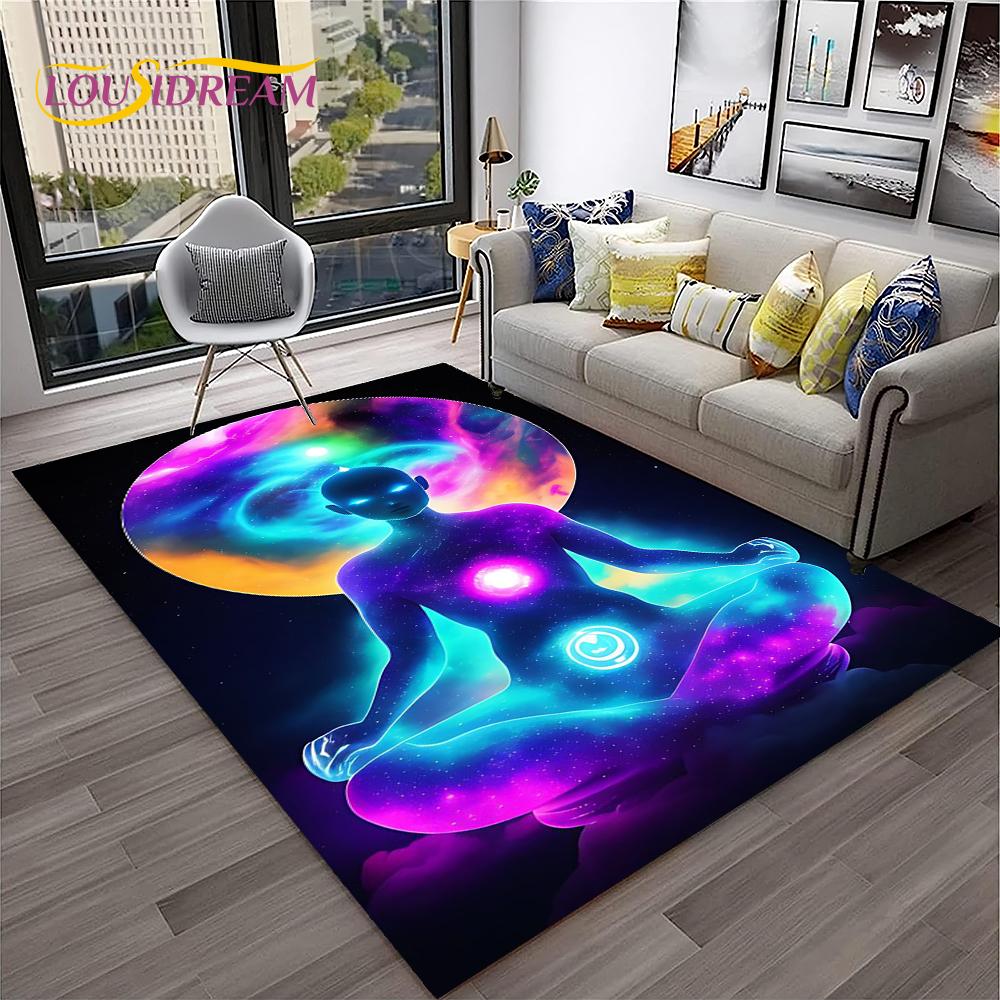 Naturalize Yoga Meditation Rainbow 7 Chakra Soft Carpet Rug for Home Living Room Bedroom Sofa Doormat Decor, Non-slip Floor Mat