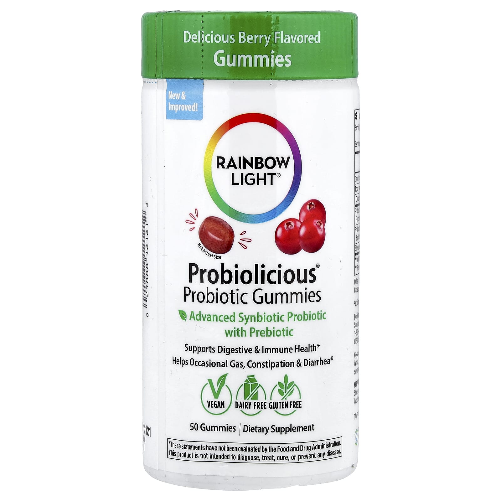 

Rainbow Light Probiotics Gummies, Delicious Berry, 50 Gummies