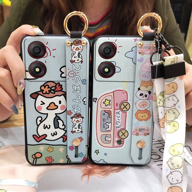 Protective Waterproof Phone Case For ZTE Blade A34 Back Cover Durable Wrist Strap Ring Phone Holder Anti-knock Anti-dust