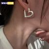 925 Sterling Silver Heart LOVE Wedding Hoop Earrings for Women Engagement Luxury Jewelry Accessories Gifts
