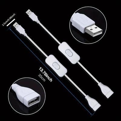 2pcs Male To Female USB Cable with On/Off Switch, USB Extension Inline Rocker Switch for LED Desk Lamp, LED Strip, Light Switch