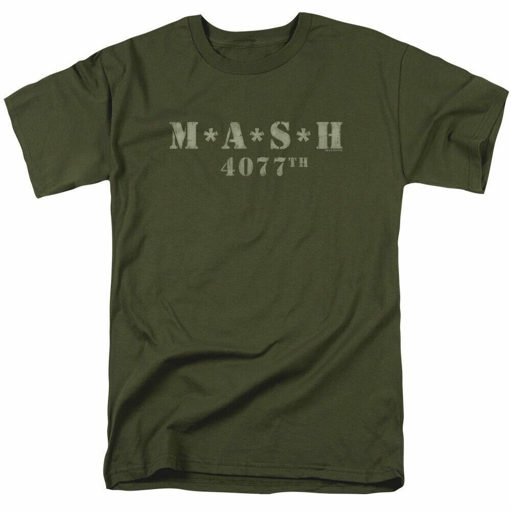 Unisex shirt Cotton Oversize Large Size Mash Distressed Logo T Shirt Mens 4077 Licensed Classic TV Show Military Green