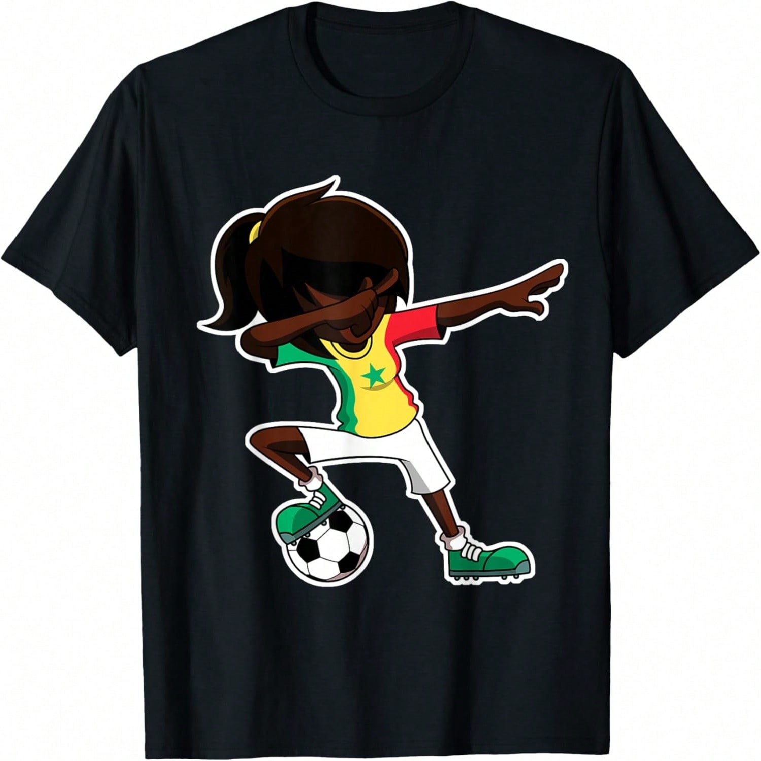 Dabbing Soccer Girl Senegal Shirt, Senegalese Flag Jersey T-Shirt S разноцветный