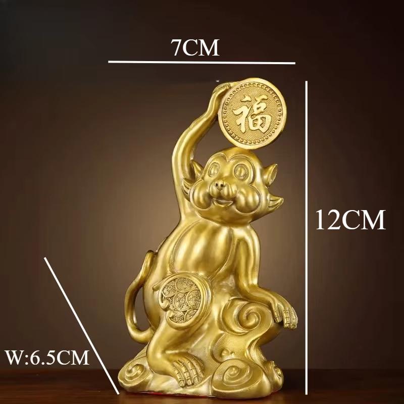 1pc Chinese Style Metal Monkey Ornament Zodiac Monkey Ornament Living Room Home Decor Housewarming Gift Feng Shui Accessories