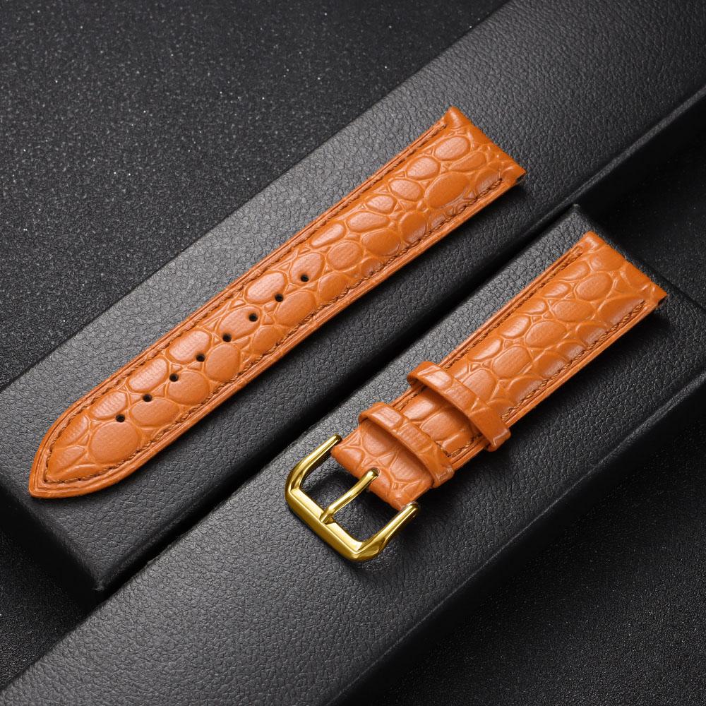 Crocodile Pattern Design Leather Watch Strap 16mm 18mm 19mm 20mm 21mm 22mm Universal Watchbands Casual Business Wristwatch Band