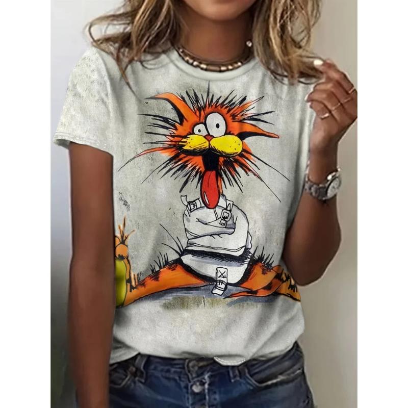 Funny Women's T-Shirts 3d Cute Animal Printed Tee Shirts Harajuku Casual Short Sleeve Tops Oversized Female Clothing Summer New