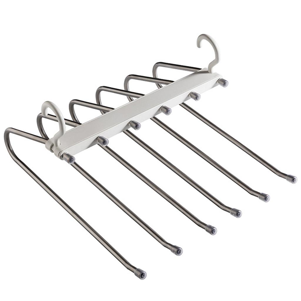 6 In 1 Magic Trouser Hangers Folding Multilayer Pant Scarf Towel Rack Stainless Steel Non-Slip Clothes Hanger Closet Organizer