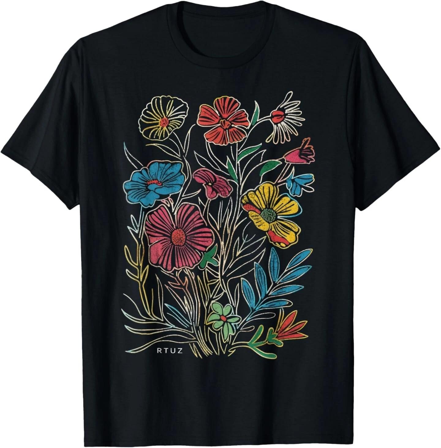 

Boho Style Floral Pastel Design Flowers Hipster Streetwear T-Shirt 4XL