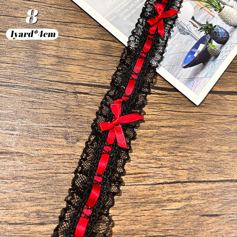 1Yard Bow Pleated Lace Trim Handmade Diy Decoration Baby Clothes Skirt Hem Clothing Lace Accessories Curtains Home Decoration