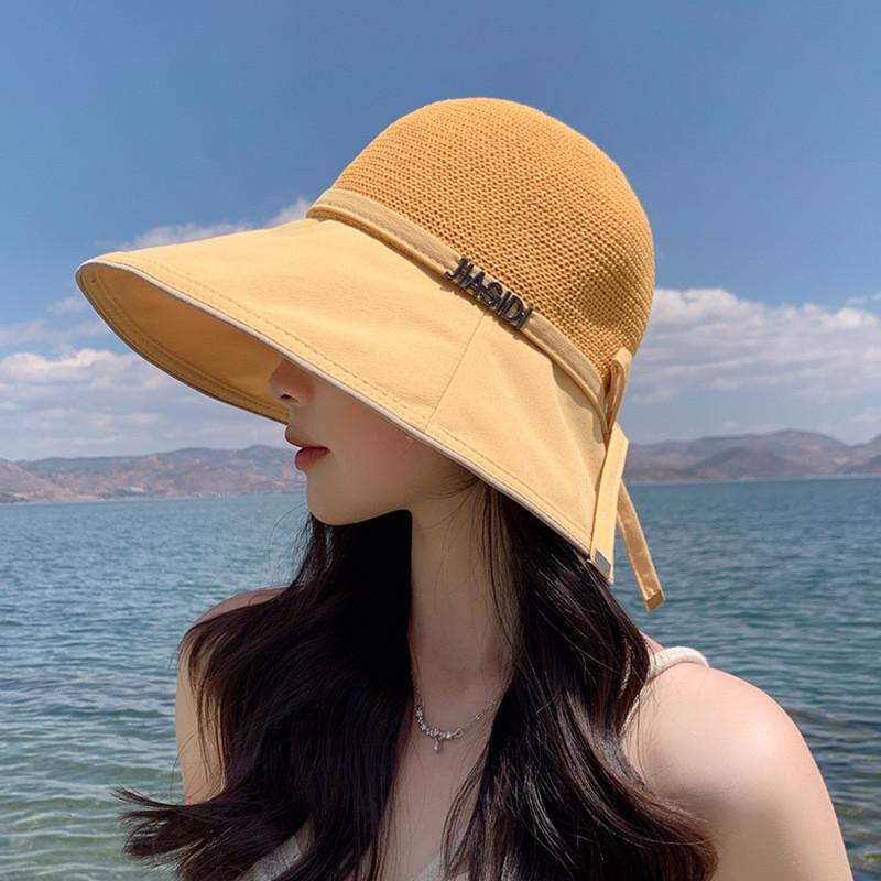 Fashion Letter Embroidered Fisherman Hat With Wide Brim For Summer Sun Protection