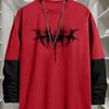 Pánské módní vrstvené tričko s dlouhým rukávem, Streetwear ležérní styl s barevným blokem pro pánská trička s kulatým výstřihem, Ležérní topy pro každodenní nošení venku