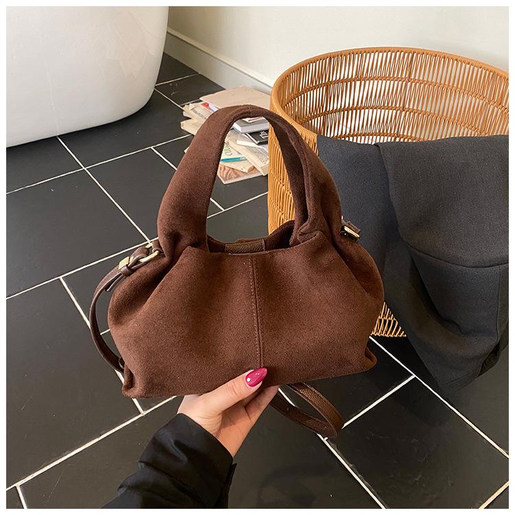 Vintage Faux Suede Women Handbag New Brand Trendy Lady Shoulder Bags Small Luxury Crossbody Bags Bolsas Casual Totes