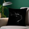 Schwarze Katze Niedlicher Kissenbezug Plüschstoff Weicher Kissenbezug Doppelseitiger Druck Sofakissenbezug Wurfkissen