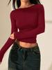 Crop Top Phumee Backless Lace Stitching Long Sleeve AE195
