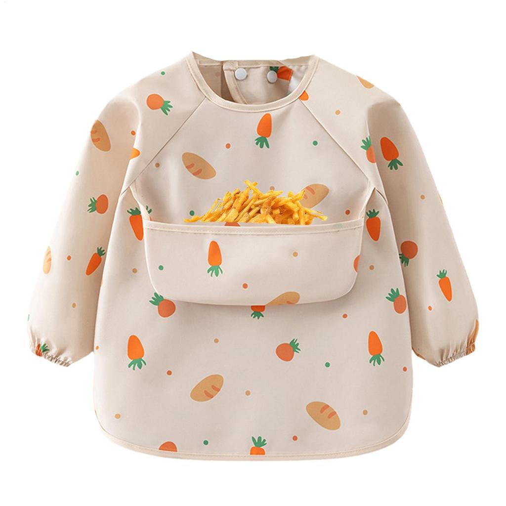 Baby Bib Apron Baby Smock Bib Kid Long Sleeve Bib Waterproof Sleeve Bib Weaning Bib Eating Shirt Bibs For Aged 6 to 36 months