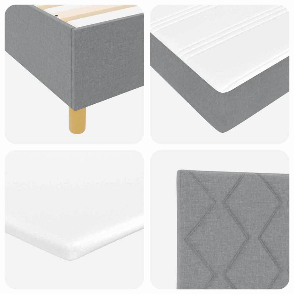 Box Spring Bed with Headboard Light Gray 140 x 200 cm Fabric
