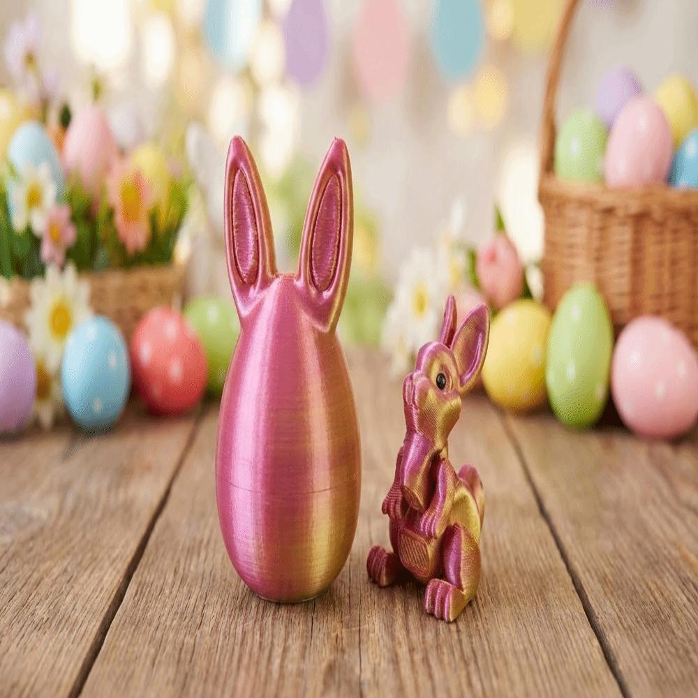 Creative 3D Printed Rabbit Egg Cute PLA Mini Bunny Surprise Egg Lifelike Joint Movable Easter Decoration Easter Decoration