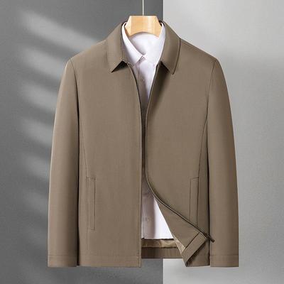 Mittelalterlicher Papa Frühling und Herbst Dünne Jacke Reißverschluss Revers Freizeitjacke