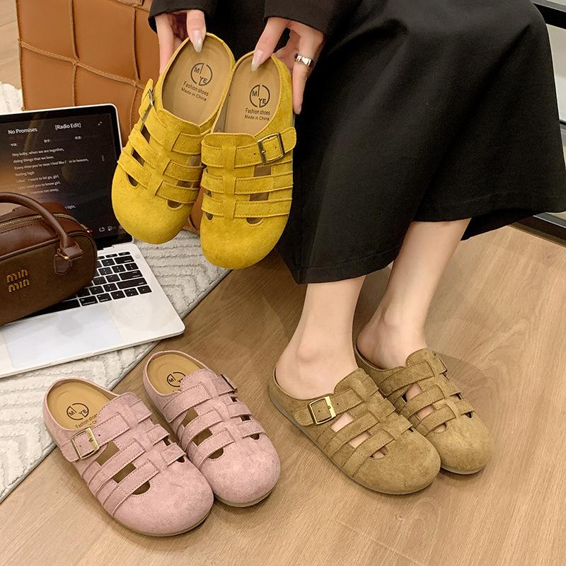 Boken Baotou Slippers Women's 2025 New Spring and Summer Hollow Breathable Retro Fashion Versatile Lazy Muller Sandals