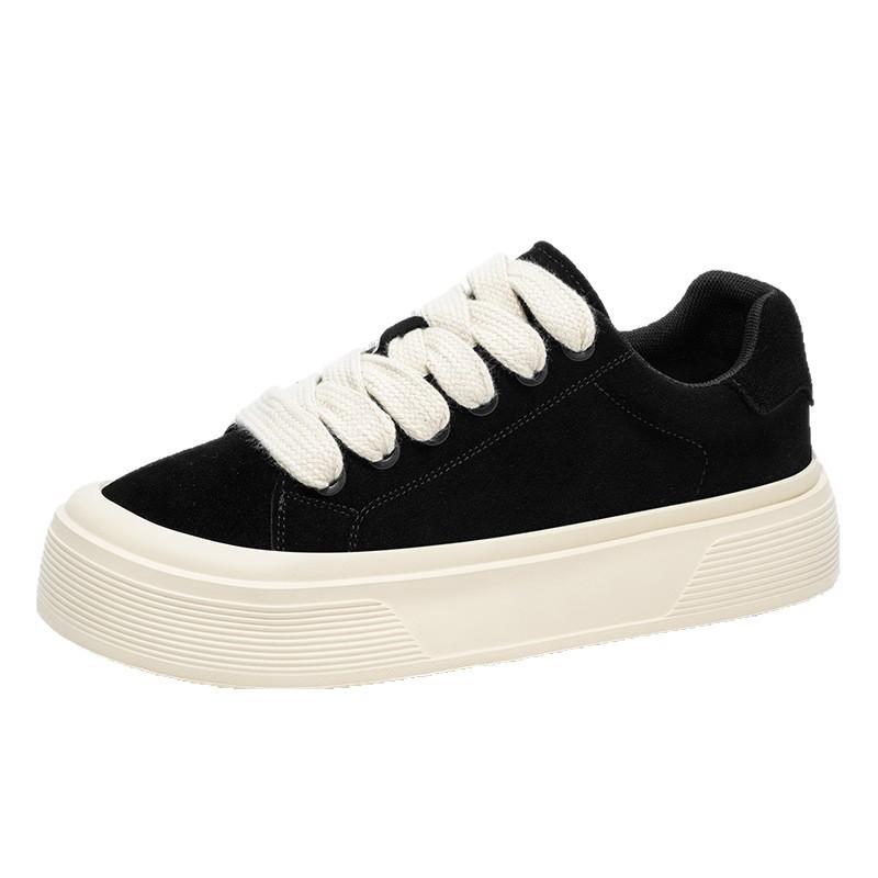 Men's Shoes New Fashion Breathable Non-slip Wear-resistant Outdoor Casual Black White Thick-Sole Skate Sneakers