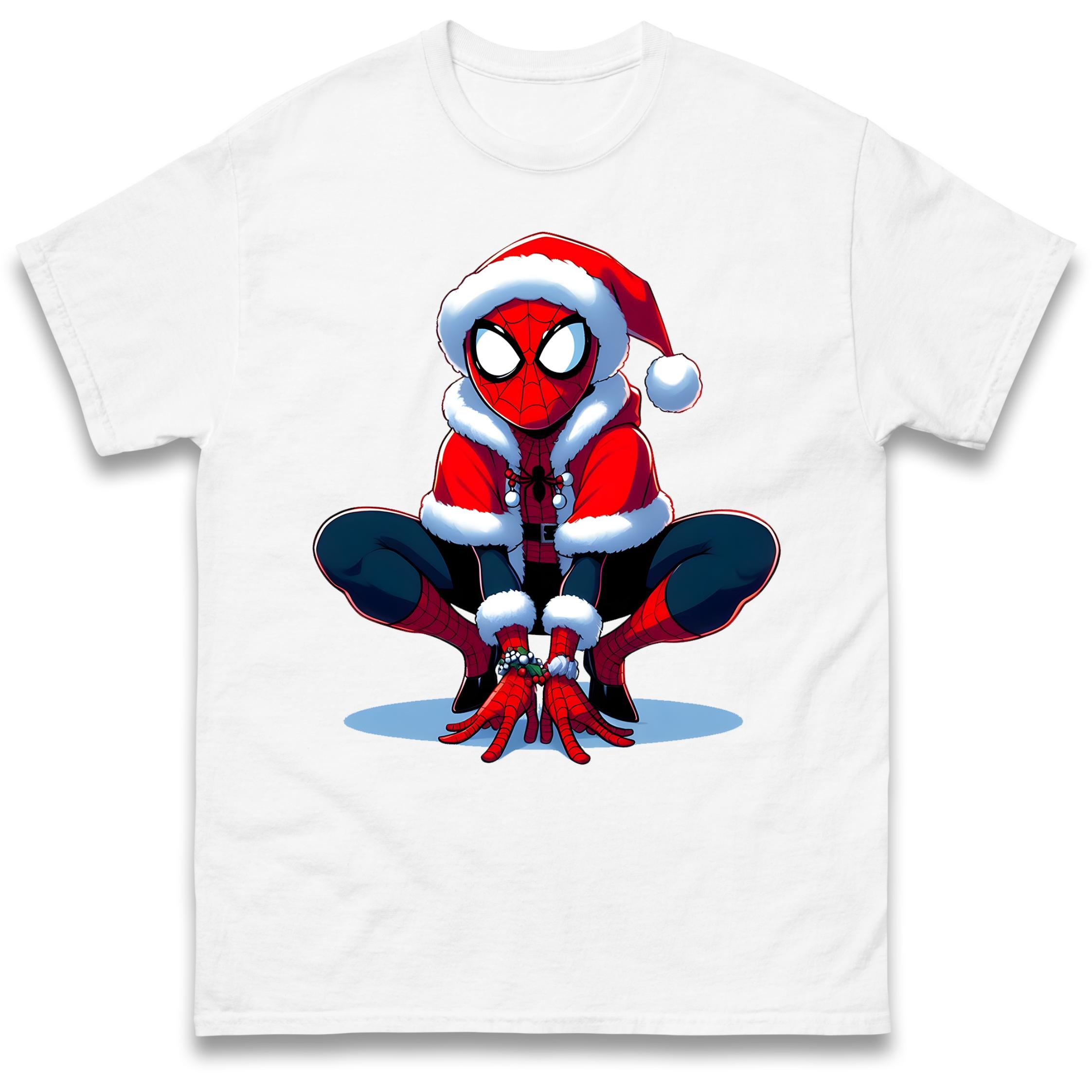 Spiderman Santa T-Shirt Tshirt Mens Womens Tops Unisex Tees 100% Cotton S